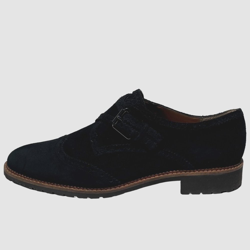 Franco Sarto Black Suede Monk Strap Loafers